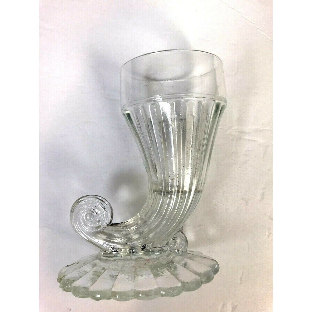 Glass Vase Horn of Plenty Clear Glass 5"  Vintage
